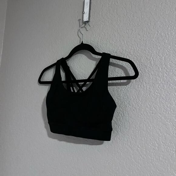 Lululemon Triple Strap Sports Bra Strappy Criss Cross Black 4 Logo Workout - Picture 3 of 8